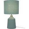 Relaxdays Lampada da Comodino Relaxdays, Base in Ceramica a Coste, Paralume in Tessuto, E14, 42 x 23 cm, Verde Menta