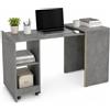 Shally Dogan Mobile con Tavolo a Scomparsa Richiudibile Multiuso, Scrivania con Libreria Design Salvaspazio e Versatile, Mobiletto Armadio da Casa, Ufficio, Chiusura Magnetica, Grigio