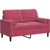 vidaXL Divano a 2 Posti con Cuscini Rosso Vino 120 cm in Velluto, divano, sofà, divano imbottito, divanetto, poltrona, divano lounge