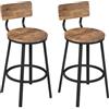 WOLTU Sgabelli Cucina Set di 2, con Schienale, Marrone Rustico | Sgabello da Bar, Sedie Alti con Poggiapiedi, per Colazione Cucina, Struttura in Metallo