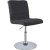 CLP Sedia da pranzo Ricky regolabile in altezza, girevole 360°, rivestita in tessuto, base tromba, struttura in metallo cromato, Colore:nero