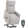 HOMCOM Poltrona Elettrica Alzapersona Reclinabile 155°, Poltrona Relax Elettrica per Anziani in Ciniglia con Schienale Alto, Telecomando, Poggiapiedi e Tasche Laterali, per Soggiorno, Grigio Chiaro