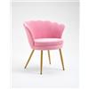 IlGruppone Poltrona Conchiglia Camera da Letto in Velluto Design Moderno, Sedia Classica con Gambe in Metallo Placcato Oro - Poltroncina per Salotto con Seduta Morbida Imbottita Modello Maddina - RosaCipria