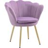IlGruppone Poltrona Conchiglia Camera da Letto in Velluto Design Moderno, Sedia Classica con Gambe in Metallo Placcato Oro - Poltroncina per Salotto con Seduta Morbida Imbottita Modello Maddina - Violetto