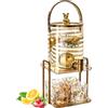 CEIEVER - Dispenser per bevande in vetro, con rubinetto in acciaio inox e supporto, per bevande fredde con 4 bicchieri di bibite per feste (3000 ml)