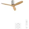 CREATE / WINDCALM S/Ventilatore da soffitto ABS bianco pale effetto legno chiaro con controllore e telecomando / 40W, Temporizzatore, Ø112 cm, funzione estate-inverno