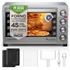 TurboTronic By Z-LINE TurboTronic Fornetto Elettrico EVS45 45L, Forno Elettrico Ventilato 2000W, Mini Forno da Tavolo con Temperatura fino a 230°C, Funzione Ventilata, Colore Argento