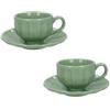 BRANDANI Set 2 Tazzine da caffè con piattino Calipso 51449 Rotonda D.12,5cm H.6,5cm Verde Salvia Porcellana