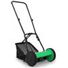 GYMAX Tagliaerba Manuale in Metallo Antiruggine, Tosaerba a Spinta con Ruote Grandi, 18,5 L Cesto di Raccolta e Lame Larghezza di Taglio 30 cm, Altezza di Taglio Regolabile, per Giardino e Prato