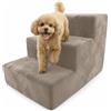Muralo Scala per Cani 3 Gradini 30 cm - Scaletta Antiscivolo per Cani di Piccola Taglia e Gatti, Rivestimento Magic Velvet Lavabile, Portata fino a 17 kg, Per letto e divano (Beige)