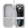 Linkidea Custodia rigida per rasoio elettrico, organizer da viaggio con tasca a rete, custodia protettiva portatile per rasoio, compatibile con Philips Norelco 2400, 3600 (argento)