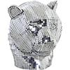 NONE FIGURA IN RESINA 31X31X32 LEOPARDO ARGENTO CROMATO FD189944
