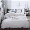 Plushome Set Copripiumino Letto 90 cm Piumino 3 Pezzi Copripiumino 100% Microfibra 150x220 Lenzuolo con Angoli 90x200+30 Federa 45x110 Design Bianco Morbido al Tocco
