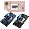 NONE Tappetino per tastiera per mouse e scrivania, tappetino per scrivania da ufficio 800x400x2 mm, antiscivolo e impermeabile in pelle PU, tappetino per laptop in tinta unita, nero blu e rosa