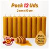 Vadeincienso - Lotto di 12 candele originali in cera d'api spagnola fatte a mano 2x10 cm per meditazione e relax