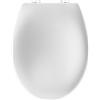 NONE Coperchio WC bianco con chiusura lenta, Sedile WC, Coperchio WC universale con pulsante a sgancio rapido, con cerniere regolabili, Forma ovale, Universale, Blocco acqua, Installazione semplice, Sedile
