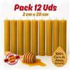 VADEINCIENSO Vadeincenso - Lotto di 12 candele in cera d'api spagnola fatte a mano al 100% naturali 2x20 cm per meditazione e relax