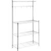 NONE Scaffale da cucina Cosgomarket a 3 livelli con piano di lavoro rimovibile in legno e cromo - Resistente fino a 400 kg - Facile da montare e dimensioni spaziose: 91,44 x 35,56 x 160 cm