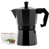 NONE Macchina da caffè espresso italiana in alluminio, capacità 6 tazze, tradizionale, antiscivolo, termica, adatta a tutti i tipi di piani cottura tranne l'induzione in Nero