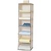 NONE Organizzatore per Armadi con 6 Scomparti - Mensola Sospesa in Tessuto - Appendiabiti con Velcro per Scaffale dell'Armadio, per Vestiti, Asciugamani e Accessori