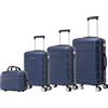 NONE Set di eleganti valigie da viaggio: alloggiamento in ABS leggero, chiusura numerica, 4 ruote girevoli a 360° ° , Set di valigie con manico telescopico in alluminio Trolley Valigia da cabina (6999 4M