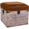 Wonderlust WANDERLUST DECO Sgabello cassetto in legno e similpelle marrone 30x30x28h cm