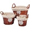 Wonderlust WANDERLUST DECO Cestini in vimini foderati morbidi, set di 3 diverse dimensioni Marrone