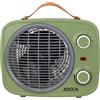 JOCCA Stufa Jocca dal design vintage/postmoderno in verde con funzione di riscaldamento e ventilazione, 2 velocità, termostato regolabile, sistema di sicurezza anti-ribaltamento, indicatore luminoso,
