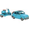 NONE Moto Trailer Auto Metallo Blu 10x34x10,5 cm, Il miglior complemento per la tua casa
