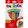 Carioca supercolor confezione da 18 matite in legno - corpo esagonale - colori intensi e ottima opacità - spessore 3,3 mm - colori assortiti.