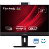 ViewSonic Monitor Viewsonic 27" vg2757v-2k qhd ips - hdmi - displayport - monitor con webcam - USB tipo c (ricarica 90w) - RJ45 Ethernet - 2 USB - altoparlanti - Windows ciao - colore nero