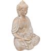 NONE Dipinti della fabbrica del Buddha seduto - Statua buddista in legno di mango - Alta 39 cm - Figura del Buddha sbiancata