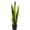 NONE Pianta artificiale da interno Sansevieria bicolore da 80 cm con vaso