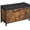 VASAGLE Panca Portascarpe, Panca Portascarpe Imbottita, con Cassetto, 2 File per 6 Paia di Scarpe, Struttura in Acciaio, Stile Industriale, Marrone Rustico e Nero