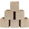 SONGMICS Scatole portaoggetti, set di 6 scatole in tessuto non tessuto con maniglia, 30 x 30 x 30 cm, unità di stoccaggio, per scaffali, pieghevoli, porta abiti, beige sabbia/tortora screziato/nero