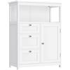 VASAGLE Mobili da bagno, mobiletto da bagno, mobiletto da bagno, con 3 cassetti, ripiani regolabili, 30 x 60 x 80 cm, bianco