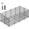 SONGMICS Recinto per animali domestici, box per cavie con pavimento, recinto interno in plastica trasparente per criceti, conigli, ricci, per piccoli animali, 143 x 73 x 46 cm, grigio/bianco