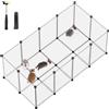 SONGMICS Recinto per animali domestici, box per cavie con pavimento, recinto interno in plastica trasparente per criceti, conigli, ricci, per piccoli animali, 145 x 72 x 57 cm, bianco