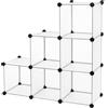 SONGMICS Scaffale Modulare a 6 Scomparti, Organizer Modulare in Plastica con Gambe, Scarpiera, Cubo 30 x 30 x 30 cm, Soggiorno, Camera da Letto, Studio, Martello in Gomma, Bianco/Bianco Crema/Marrone