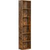VASAGLE Libreria, Libreria con 6 Ripiani, per Soggiorno, Studio, Ufficio, Camera da Letto, Stile Industriale, 24 x 40 x 178,5 cm, Marrone Rustico/Beige Naturale