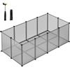 VASAGLE SONGMICS Recinto per animali domestici, box per cavie con pavimento, recinto interno in plastica trasparente per criceti, conigli, ricci, per piccoli animali, 125 x 63 x 42 cm, grigio/bianco