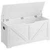 VASAGLE Storage Puff, panca portaoggetti con 2 cerniere di sicurezza, baule portaoggetti, panca per scarpe, stile fienile, 40 x 100 x 46 cm, per corridoio camera da letto soggiorno, bianco