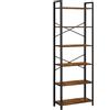 VASAGLE - Libreria a 6 Ripiani, Scaffale, Mobile Contenitore per Ufficio, Soggiorno, Camera da Letto, 30 x 66 x 186 cm, Stile Industriale, Marrone Rustico e Nero/Melange Grigio e Nero Inchiostro/Nero