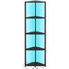 VASAGLE Libreria angolare a 5 livelli, libreria con illuminazione a LED regolabile, libreria con struttura in acciaio, 24,8 x 48 x 146,6 cm, per soggiorno, camera da letto, studio, nero ebano/marrone