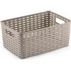 AKASA Cesto in rattan - Cesto portaoggetti multiuso - Cesto rettangolare in plastica o scatole organizer per riporre 5 litri 6 litri 10 litri 12 litri, scatola portaoggetti in vimini con manici impilabili,