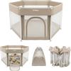Tulano Cozy 30 Box per Bambini 125x125 cm - Recinto Neonato con Fondo | 6-36 mesi - Struttura in Metallo - Rete Traspirante - Porta con Cerniera - Borsa Inclusa - Casa e Giardino - Beige