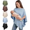Fiohiros Copertura Allattamento in Modal Morbido, Poncho Allattamento Donna 360° Copertura Totale, Scialla Multiuso Traspirante per Passeggino e Seggiolino Auto (Blu)
