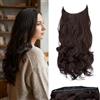 JJstar Estensioni di Capelli con Filo Invisibile e 3 Clip 50 cm Lunghi Ondulati Ricci Fibre Sintetiche ad Alta Temperatura per Donne