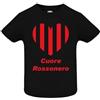 Generico T-shirt in cotone adatto a tifosi di calcio con cuore rossonero per neonati, bambini ed adulti (Neonato, Nero, 18 mesi)