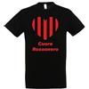 Generico T-shirt in cotone adatto a tifosi di calcio con cuore rossonero per neonati, bambini ed adulti (Bambino, Nero, 5/6 anni)